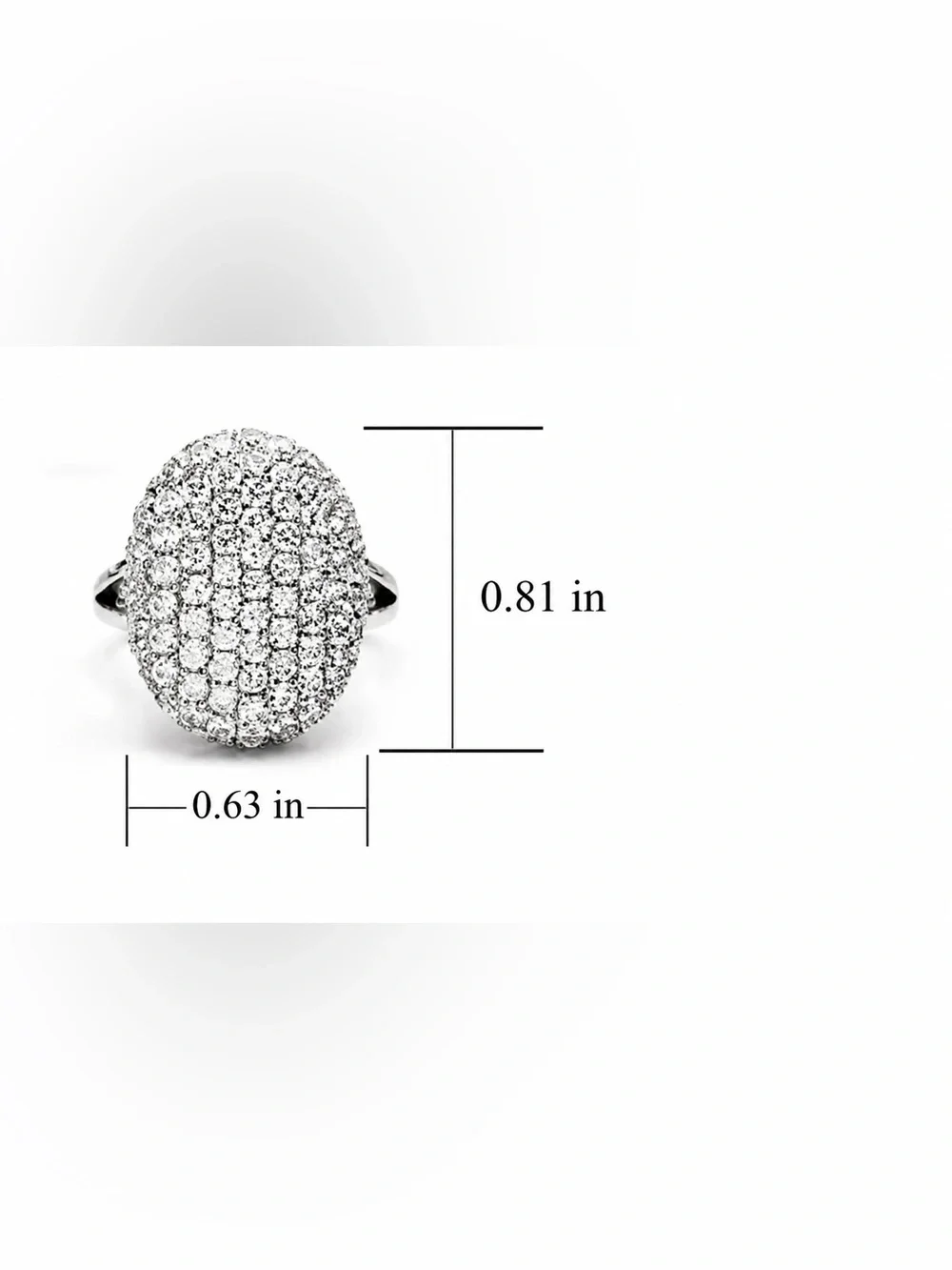 Italian Jewelry Boutique Silver Plated Sparkling Crystal Cocktail Ring Sz 8 NWOT